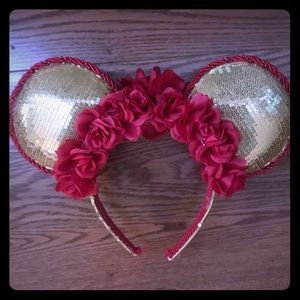 Disney ears Beauty and the Beast Belle gold & red